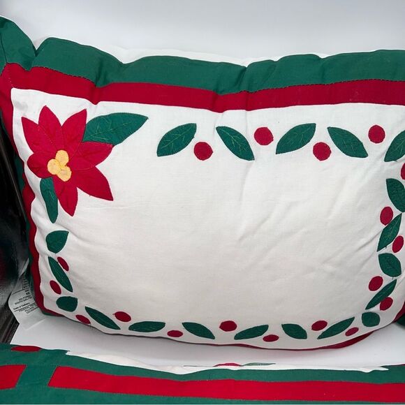5 Keeco 100% Cotton Christmas Pillows in Red/White/Green w/Coordinated Patterns - Picture 5 of 13